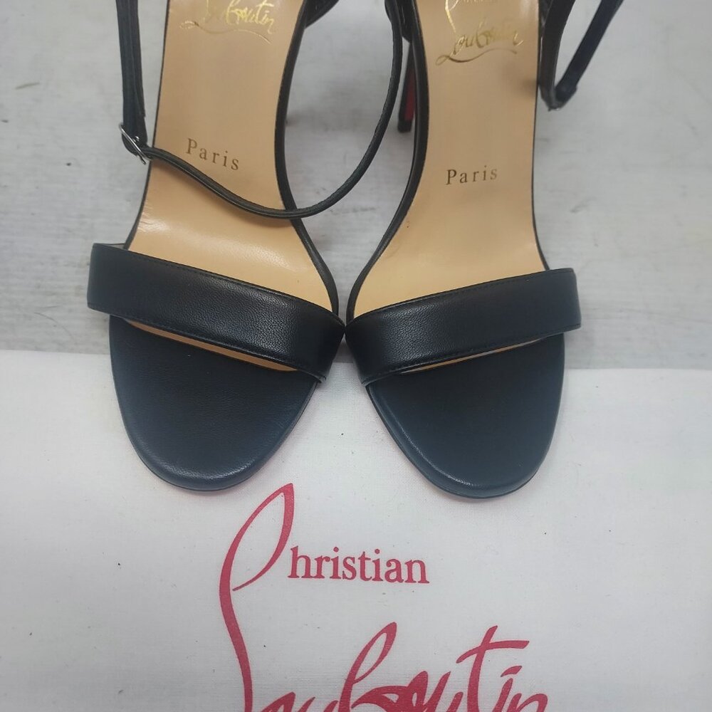 Christian Louboutin Black Patent Leather Ankle-Strap Sandals - Picture 8 of 11